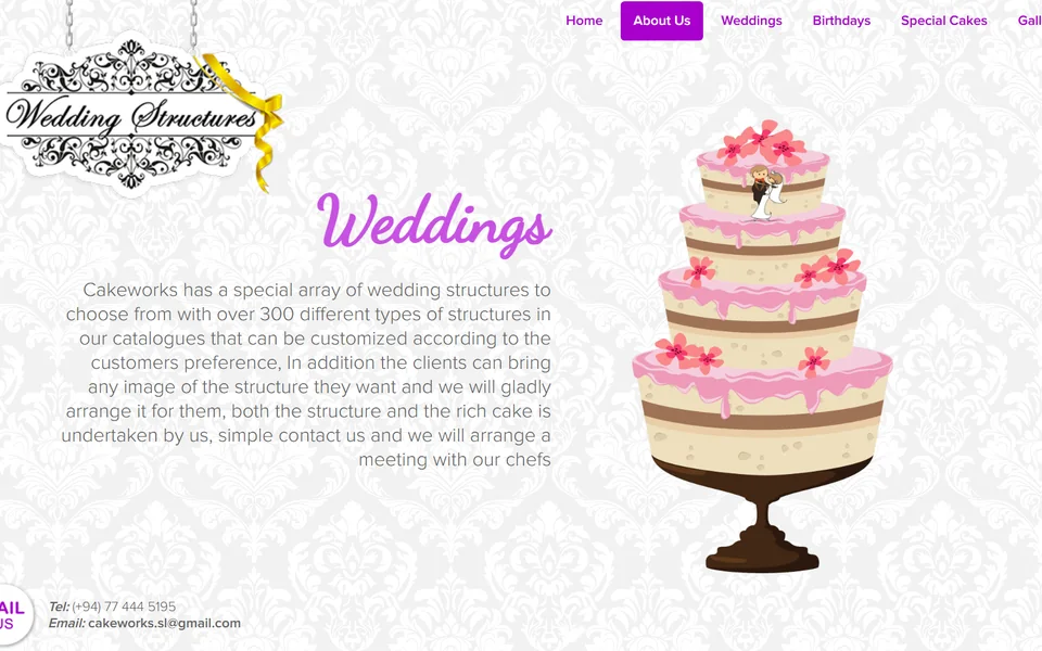 Cake Works Weddings page