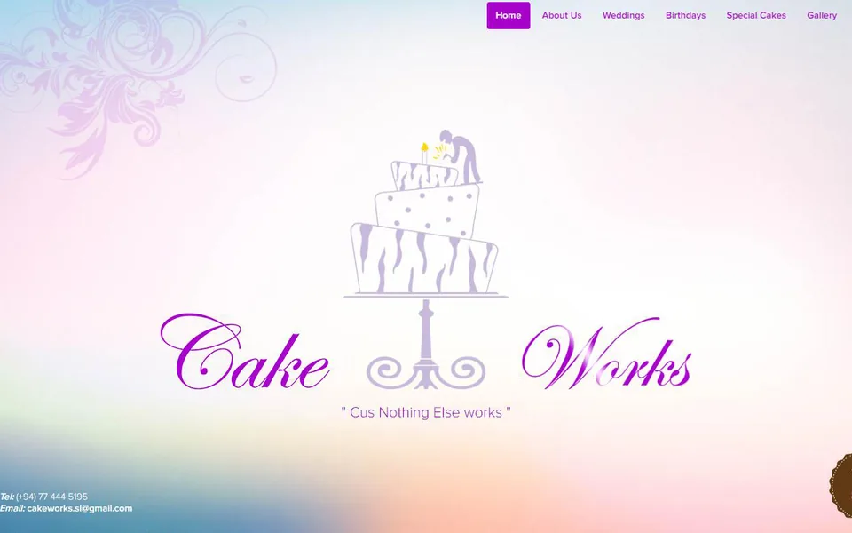 Cake Works website homepage